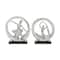 Set of 2 Silver Porcelain Contemporary Yoga Sculpture, 10.5", 11.25"
